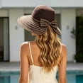 thumbnail image 4 of AJGRHE Women's Wide Brim Bucket Hat -Sun Hat Solid Color, Piping Detail, Bow - Accented Ponytail Opening for Daily Leisure Shopping Party Coffee One Size, 4 of 5