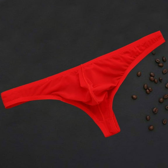 Underwear Thong Men's Sheer Mesh Lightweight Low Waist Seamless Briefs Womens Cheeky Underwear Red 3XL
