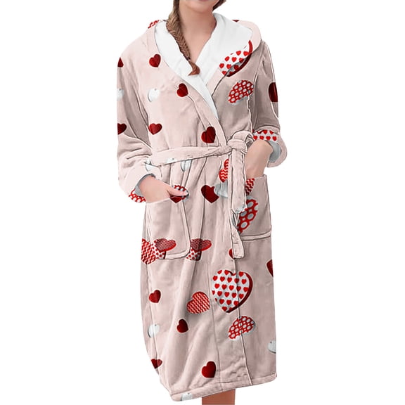 MEICHEN Plush Robes for Women Casual and Comfortable Long Sleeved Colorful Printed Ladies' Bathrobe Womens Robes
