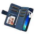 thumbnail image 6 of Jiahe Cover for iPhone 14 Pro Max Case Wallet for Women Men, Vintage PU Leather Magnetic Flip Wrist Strap Zipper Card Holder Pocket Phone Case for iPhone 14 Pro Max,Blue, 6 of 10