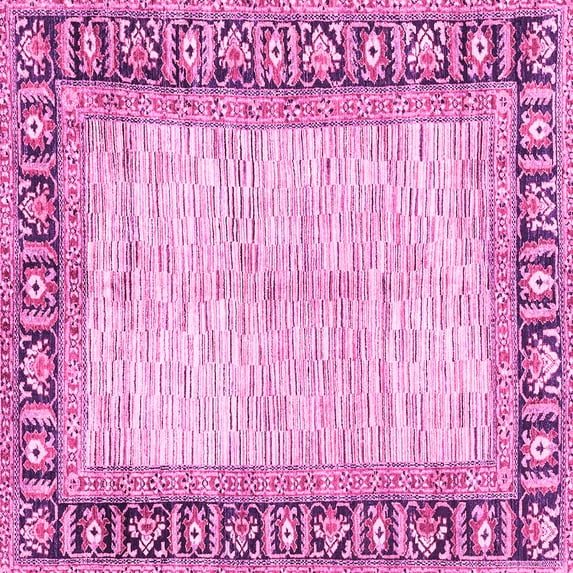 Ahgly Company Indoor Square Abstract Pink Modern Area Rugs, 3' Square