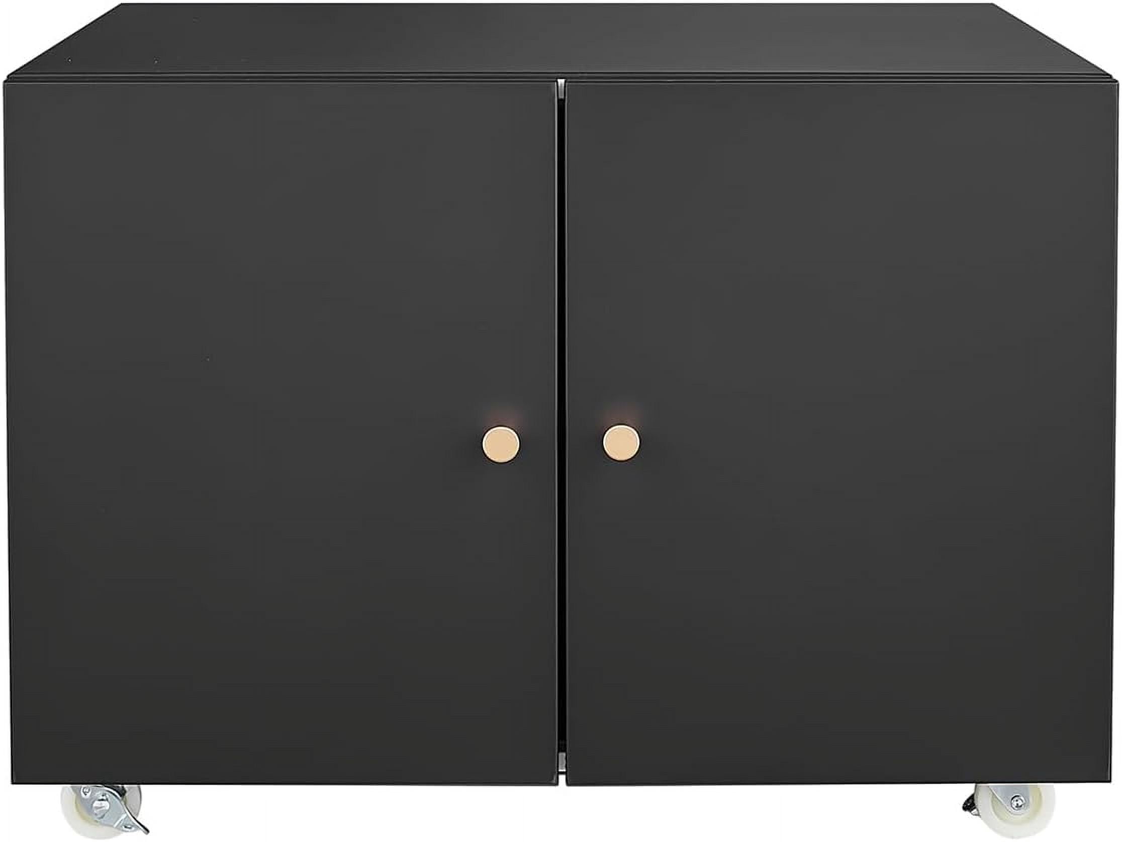 Metal Printer Stand with File Storage Cabinet, Printer Cabinet File Cabinet On Wheels with Door and Adjustable Shelf, Printer Table Stand for Home Office 17.72" H Black