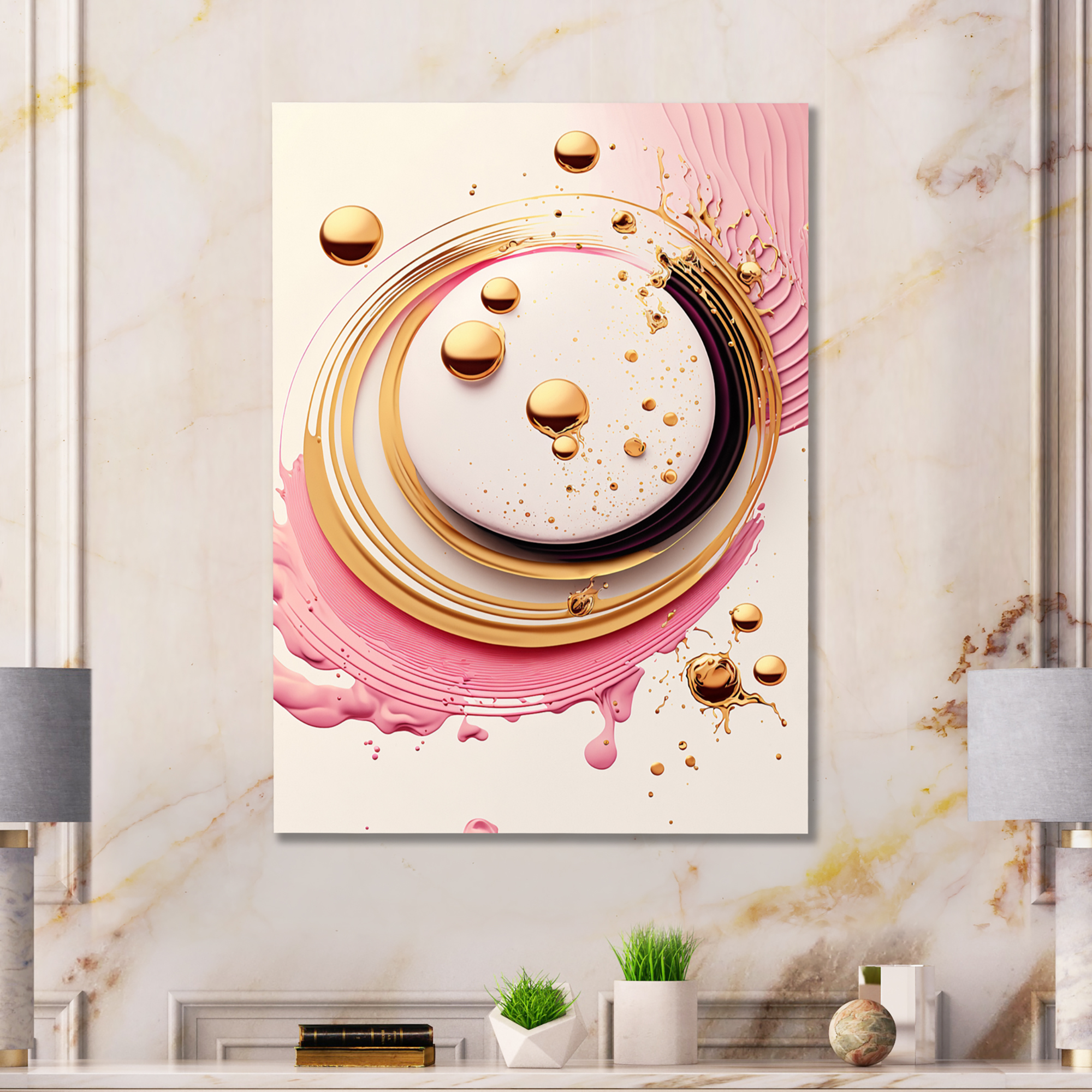 Designart Pink Watercolor Circular Abstract IV Canvas Wall Art