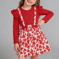 thumbnail image 2 of WAVSUF Girls Long Sleeve Dress Heart Printed Round Neck A Line Fall Princess Mini Dress Red 4, 2 of 10