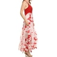 thumbnail image 3 of Sakkas Sami Long Sleeveless Spaghetti Strap Handkerchief Hem Dress With Corset Top - Red - OSP, 3 of 4