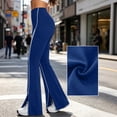 thumbnail image 4 of ZHYou No Boundarie Women's High Waist Flare Yoga Pants Side Stripe Split Stretchy Slim Athletic Bootcut Trousers,Blue,Size L, 4 of 5
