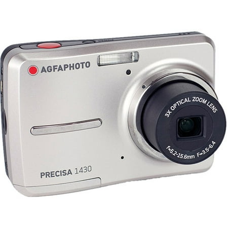 AgfaPhoto Precisa 1430 14MP Digital Camera with 3X Optical Zoom and 2.4" Auto Brightness LCD Display, Silver