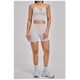 thumbnail image 5 of PISONIC Workout Sets for Women 3 Piece Long Sleeve Zip Up Jacket, V-neck Cami Tank Top, High Waisted Yoga Shorts Gym Athletic Sets, 5 of 6
