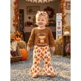 thumbnail image 6 of RUINIXCW Baby Girls Thanksgiving Outfits Turkey Embroidery Long Sleeves Romper and Prints Flared Pants Headband Set, 6 of 9