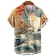 thumbnail image 3 of Camisa hawaiana de moda con estampado de gato y animal en 3D, camisas de manga corta con solapa floral para playa de verano, blusas para hombre, ropa de calle, 3 of 5