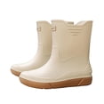 thumbnail image 1 of Beige Mens Rain Boots With Solid Color Letter Design Waterproof Low Top Rubber Comfortable For Spring Summer Casual Outdoor Wear Size 42, 1 of 9