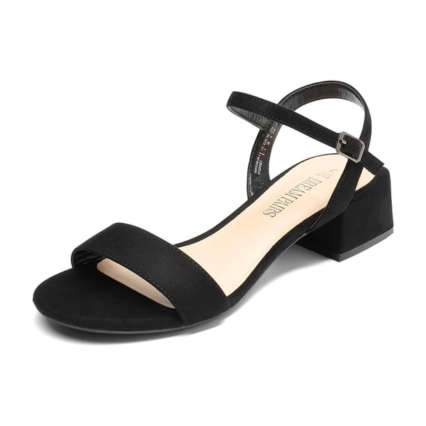 Sandalias de Tacón DREAM PAIRS Clásicas Abiertas en Punta Negro Talla 5