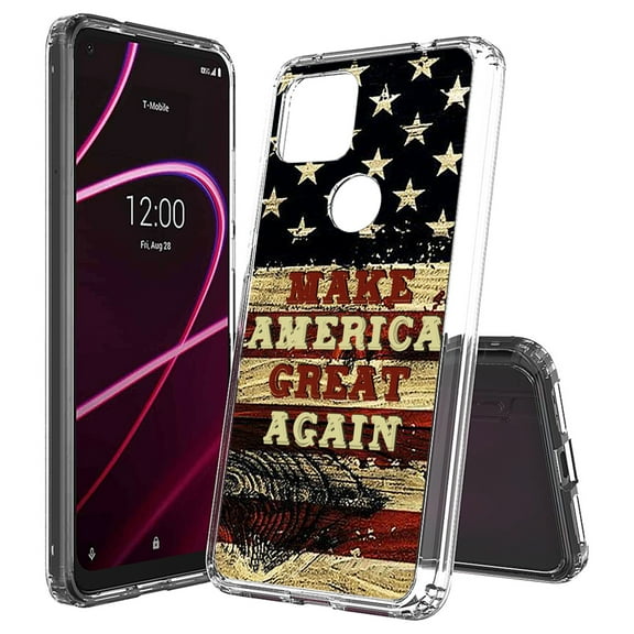 Beyond Cell compatible with T-Mobile Revvl 5G (2020) Case,, Transparent Clear Shock Absorption Cushion Bumper Corner Soft TPU   PC Cover MAKE AMERICA GREAT