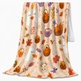 thumbnail image 2 of Whimsical Halloween Autumn Pattern Cheerful Cartoon Ghost Pumpkin, Festive Halloween Scene, Warm Flannel Blanket for Living Room and Family Room, Art Lovers Halloween Gift, Festive Home Decor, 2 of 9