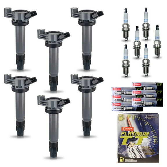 ISA Ignition Coil Pack with Spark Plug 3.3L 3.3 V6 2004 2005 2006 2007 2008 For Lexus Toyota Camry Sienna Solara Highlander ES330 RX330 RX400h for C1452 UF506 UF430 4504 Set of 6
