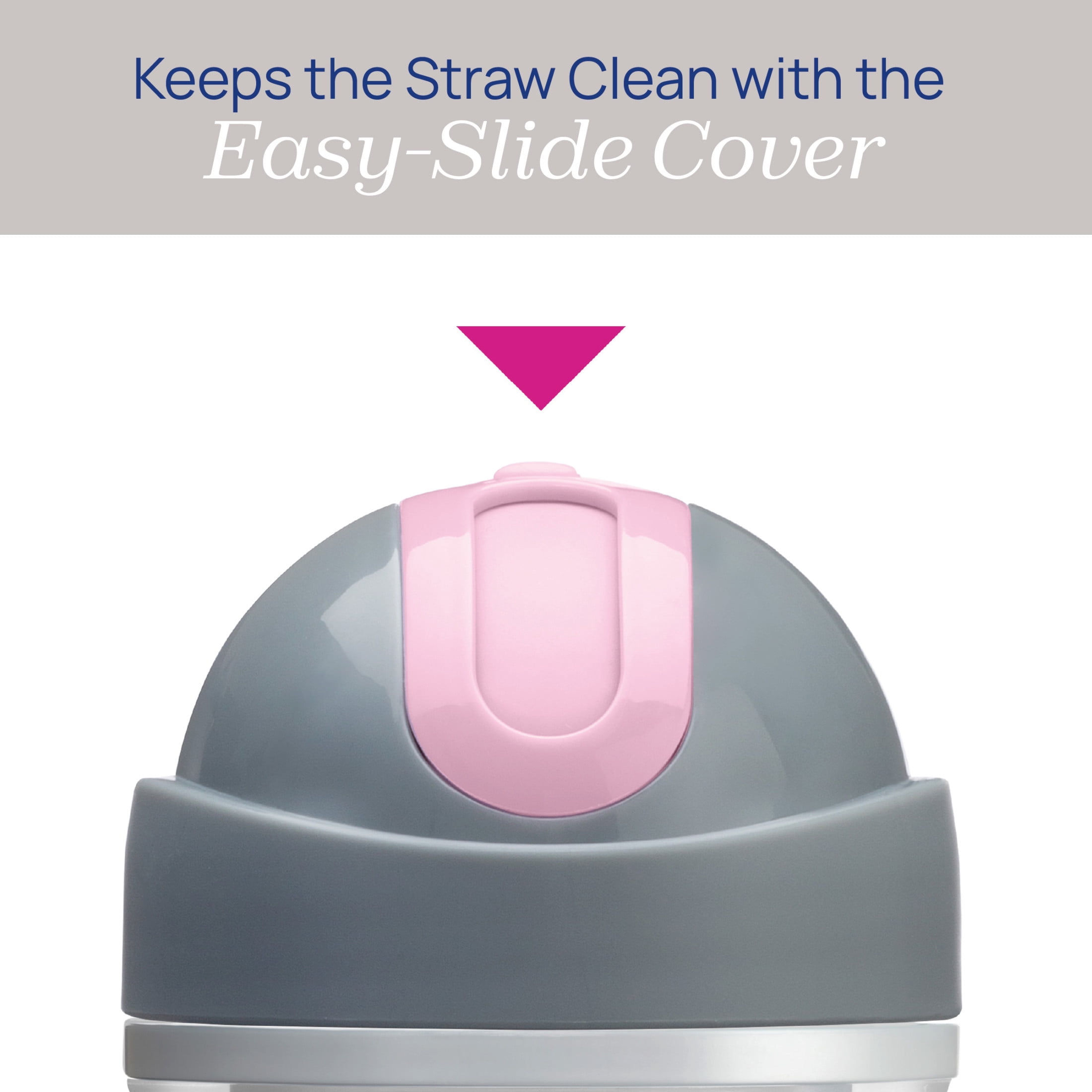 Chicco 9oz. Flip-Top Straw Trainer with Soft Silicone Straw and Double-Wall Insulation, 12m+, 2-Pack - Floral/Purple