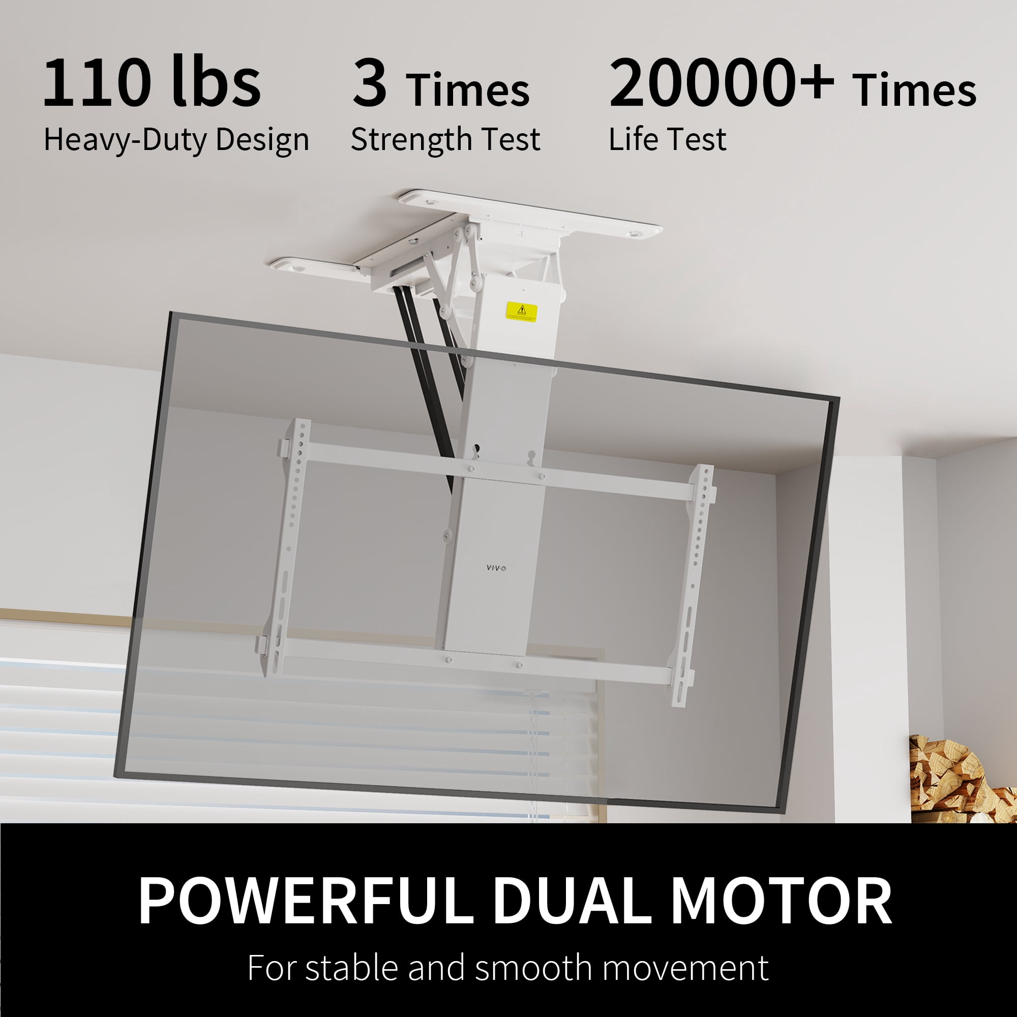 VIVO White Motorized Flip Down Pitched Ceiling TV Mount for 40" to 85" Screens