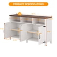 thumbnail image 2 of 55 inches Large Farmhouse Buffet Sideboard with 4 Doors, Rustic Kitchen Storage Cabinet with Adjustable Shelves, Wooden Coffee Bar Cabinet for Dining Room, Entryway, TV Stand Buffet Table, White, 2 of 7