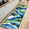 thumbnail image 3 of Teal Green Blue Watercolor Wave Hallway Runner Rug, 60x18 Inches Modern Abstract Long Floor Mat, Non-Slip Washable Coastal Art Rug for Entryway Kitchen, 3 of 9