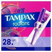 Tampax Radiant Tampons with LeakGuard Braid, Light Absorbency, 28 Count