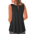 thumbnail image 5 of QLEICOM Womens Summer Tops Oversized T-shirts Solid Vest Round-Neck Sleeveless Casual Loose Tunic Tank Tops Women Shirts Blouses Black S, 5 of 7