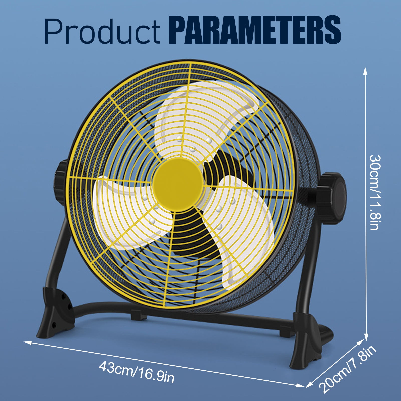 QuickGo 12-inch portable cordless metal blade High Speed Outdoor fan - industrial-style rechargeable floor fan for camping, travel, patio and indoors
