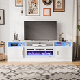 thumbnail image 2 of Sunmthink Modern Fireplace TV Stand for TVs up to 80'' with 12 LED Colors, 70'' Media Entertainment Center Console Table with Electric Fireplace, White, 2 of 9