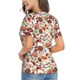 thumbnail image 4 of Zufioo Cooking Bbq Print Women's Classic V-neck T-shirt, V-neck Short-sleeved Tops Home Wear, Suitable for Daily Life, Work, Outdoors-Medium, 4 of 8