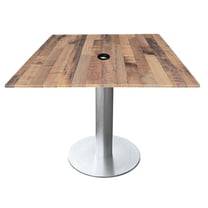 Indoor/Outdoor 30" Tall OD219 Brushed Aluminum Table Base with 18" Diameter Foot and 36" x 36" Square Indoor/Outdoor Rustic Top with Umbrella Hole