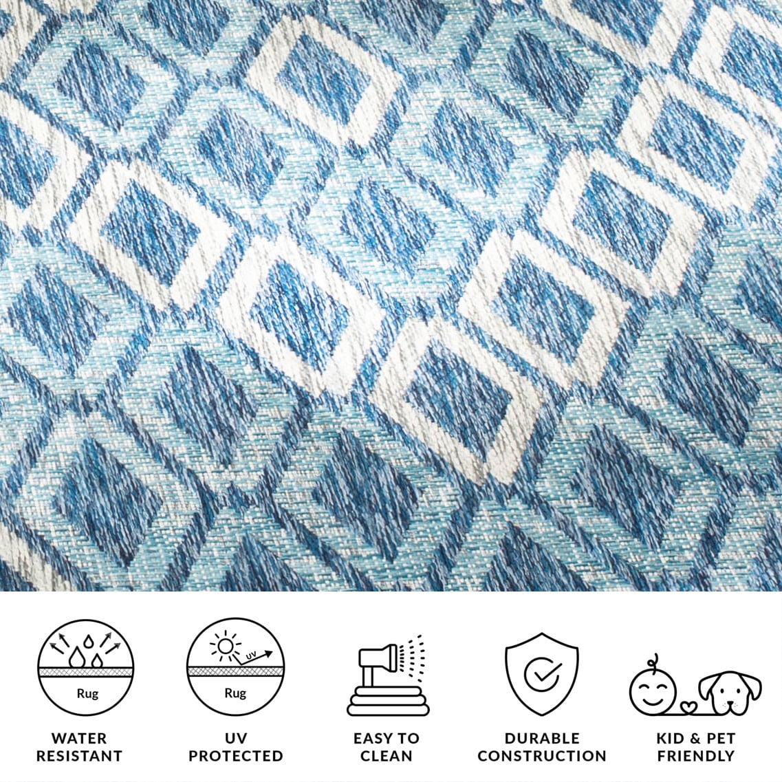 SAFAVIEH Courtyard Nicholas Geometric Diamonds Indoor/Outdoor Area Rug, 9' x 12', Navy/Grey