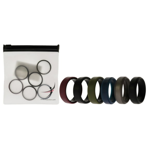 Juego de anillos de boda de silicona de 2 capas biselados de 8 mm Azul ROQ para hombres Anillo 6 x 15 mm