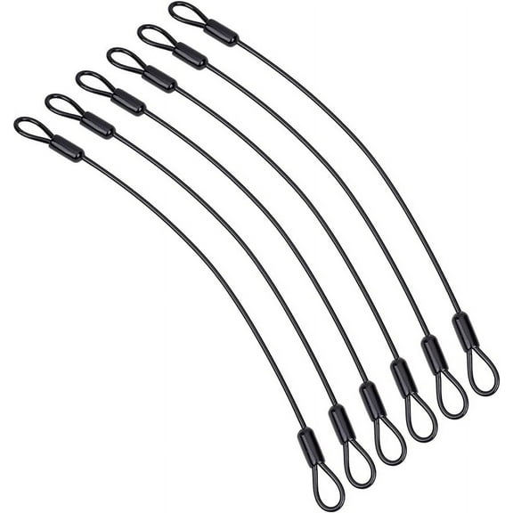 6-Pack Stainless Steel Wire Rope Lanyard Cable Tether Safety Strap Iron Safety Cable Wire with Double Looped Ends Coated Plastic Security Cable Luggage Lock for Chain Lock