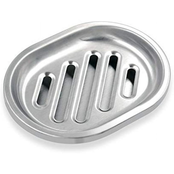Soap Dish, Double Layers Stainless Steel Soap Holder with Draining Tray, Shower Soap Dishes for Bathroom, Soap Saver for Bathtub, Sponge Holder for Kitchen Sink (Silver)