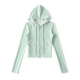 thumbnail image 4 of Bibifish Womens Hoodie Light Color Full Zip Up Drawstring Hood Cropped Fit Soft Fabric Casual Daily Outings Stylish Comfortable Hoodie, 4 of 9