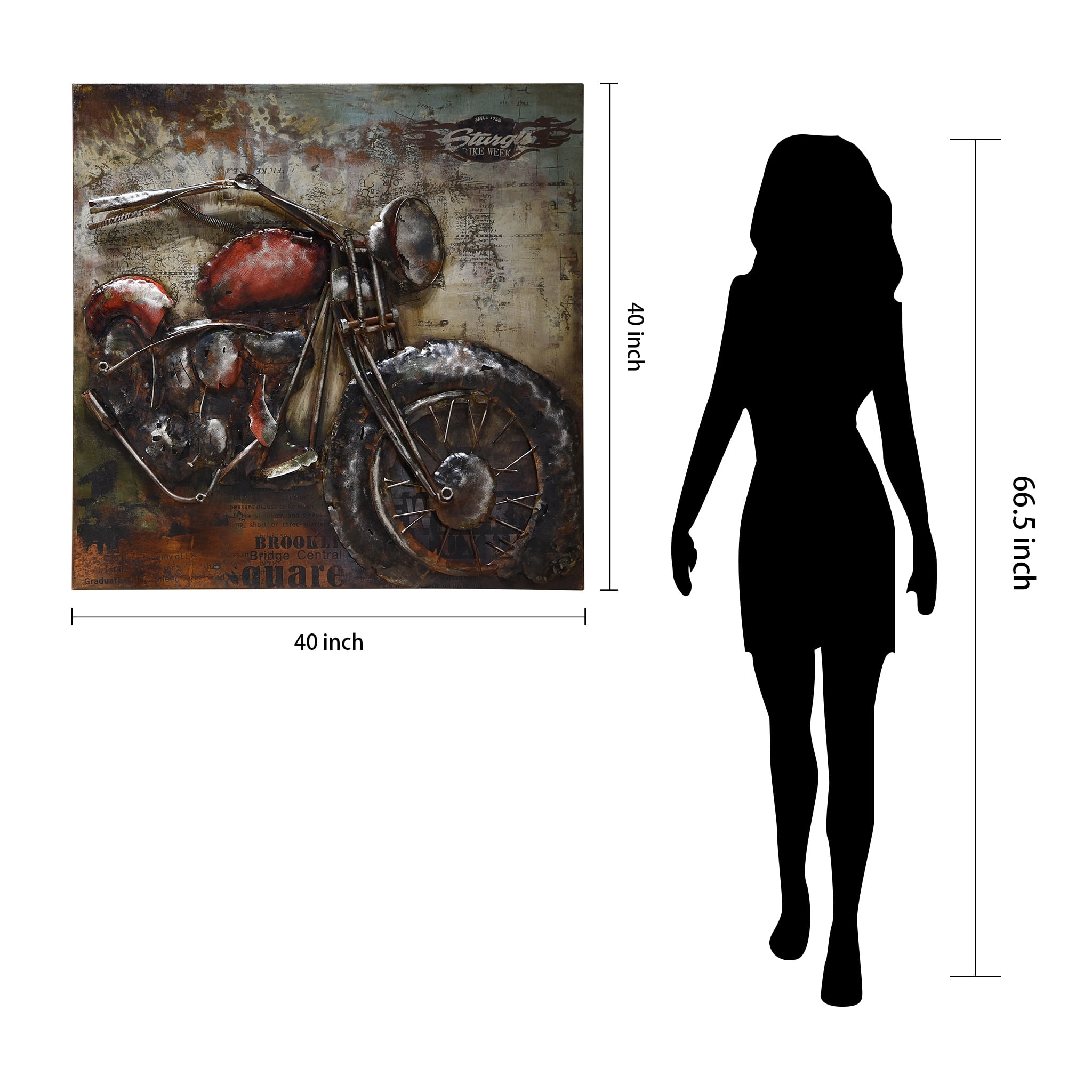 Empire Art Direct  Primo Mixed Media Hand Painted Iron Wall Sculpture - Motorcycle 2