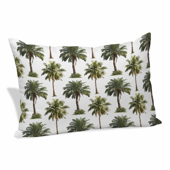 Tropical Trees Pillow Covers 16"x24", Summer Palm Trees Botanical Vintage Green Soft Brushed Microfiber Breathable Throw Pillow Covers, Decorative Pillowcase with Zipper for Couch Sofa Bedroom
