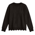 thumbnail image 3 of HAYIMI Women Scalloped Sweatshirt Crew Neck Loose Fit Solid Color Long Sleeve Pullover Tops Soft Casual Layering Sweatshirts For Ladies Relaxed Fit Dailywear, 3 of 3