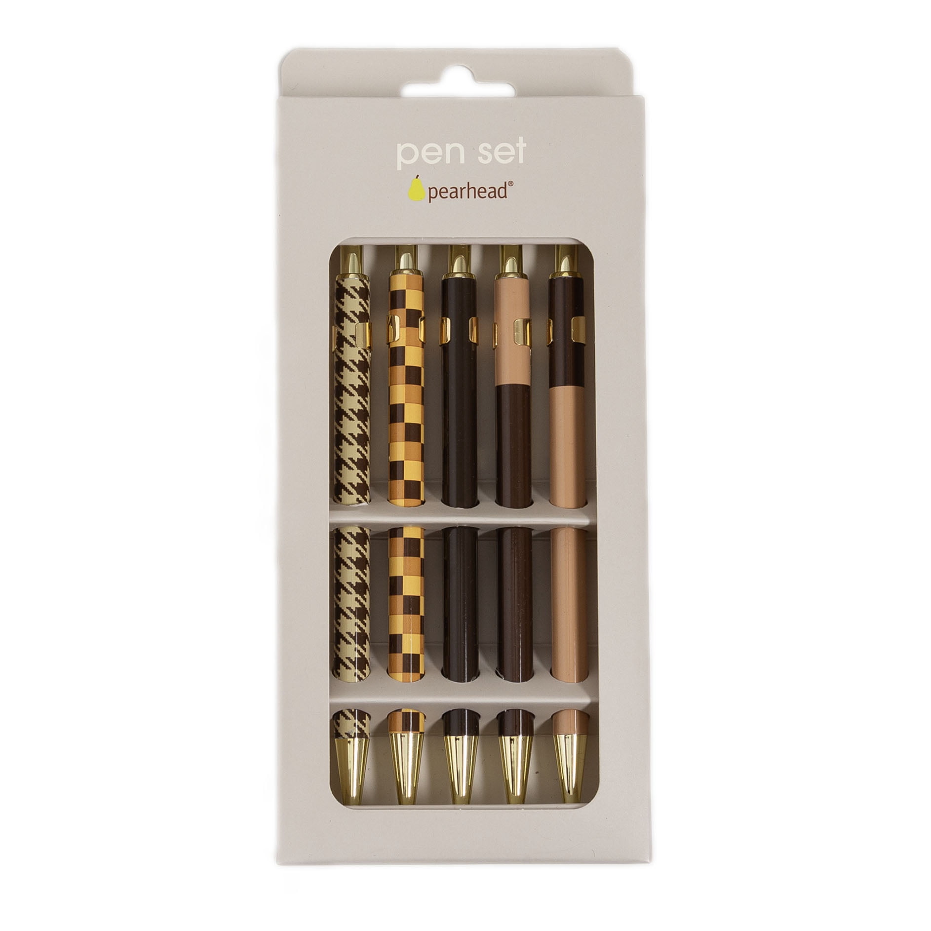 Pearhead Ballpoint Ink Pens, Assorted Colors, 5 count