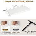 thumbnail image 3 of 16 Inch Long Floating Shelves in White, 9.3 Inch Deep Floating Shelf for Wall, Living Room, Kitchen, Rustic Deep Wood Shelves for Bathroom, 2 Pack Storage Display Shelf for Books, Decor, 3 of 14