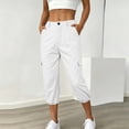 thumbnail image 6 of Kvture Womens Cargo Capris Pants Elastic Waist Hiking Pants Summer Casual Holiday Pants with Pockets White Pant XXL, 6 of 9