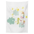 thumbnail image 3 of Ambesonne Unicorn Tablecloth Rectangular Table Cover, Unicorn Fairies Print, 60"x84", Yellow Green, 3 of 4