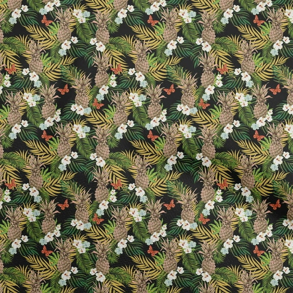 oneOone Polyester Spandex Black Fabric Tropical Sewing Fabric By The Yard Printed Diy Clothing Sewing Supplies 56 Inch Wide