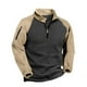 thumbnail image 1 of pstuiky manga larga para hombre, Suéter de forro polar con media cremallera y retazos para hombre, manga larga, cuello vuelto, cuello alto, abrigo de medio cuello camisetas de hombre xxl, 1 of 7