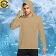 thumbnail image 2 of Lumeqa Men's UPF 50+ Hoodie Shirts Long Sleeve Sun Protection Fishing Swim Lightweight UV SPF Running Rash Guard Quick Dry Shirt Khaki XL, 2 of 5