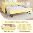 thumbnail image 4 of Twin Size Upholstery Daybed with Trundle and USB, Twin to King Design Adorable Wave Shaped Extendable Linen Sofa Bed Cozy Gingham Daybed, for Living Room and Bedroom, 4 of 8