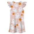 thumbnail image 5 of Gunia Little Girls Nightgown Princess Pajamas Halloween Ghost Flutter Sleeve Nightgown Summer Casual Halloween Print Dress Night Gowns Pjs Loungewear Pink 7-8 Years, 5 of 5