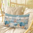 thumbnail image 4 of Vintage Blue Coastal Pillow Covers, Linen Long Throw Pillow Case, Summer Beach Starfish Shell Coral Nautical Holiday Pillow Protector Decorative Cushion Cover for Living Room/Bedroom 12" x 20", 4 of 8