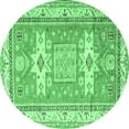 thumbnail image 1 of Ahgly Company Indoor Round Geometric Emerald Green Traditional Area Rugs, 5' Round, 1 of 4
