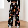 thumbnail image 2 of felwors Women's Floral Print Wide Leg Sweatpants – Soft Lounge Joggers with Drawstring Waist & Pockets, Casual Comfort Fit for Home, Travel & Everyday Wear（Grey， XXL）, 2 of 8