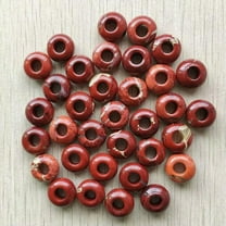 K-KED Wholesale 50pcs Natural Red Jasper Stone Round Big Hole Beads 14X8mm Bracelet